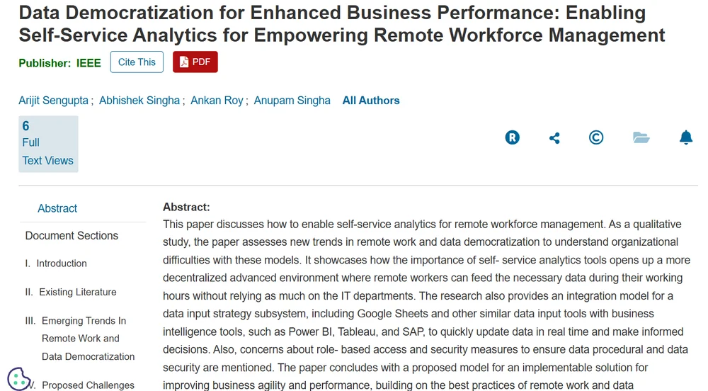Data Democratization for Enhanced Business Performance: Enabling Self-Service Analytics for Empowering Remote Workforce Management